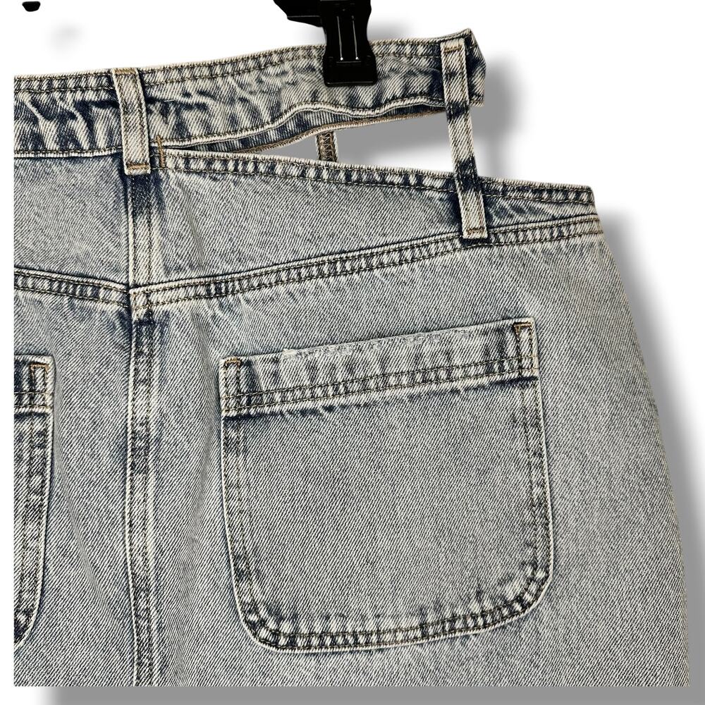 Nasty Gal Denim Maxi Skirt High Waist Side Slit Cut Out Pocket Size 10 - Picture 10 of 13